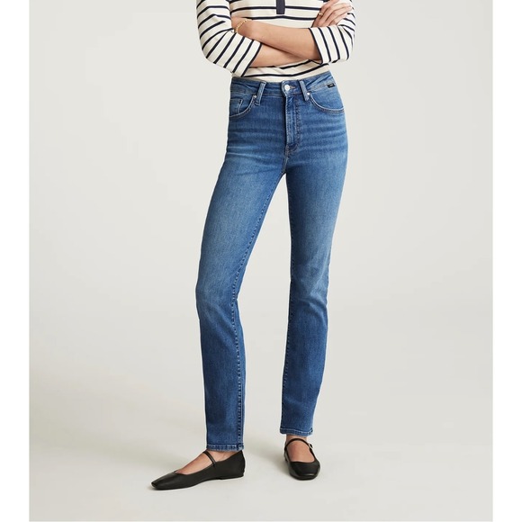 Mavi Women's Kendra High Rise Straight Leg Jeans Mid Brushed Flex Blue Size 32 - Picture 1 of 10